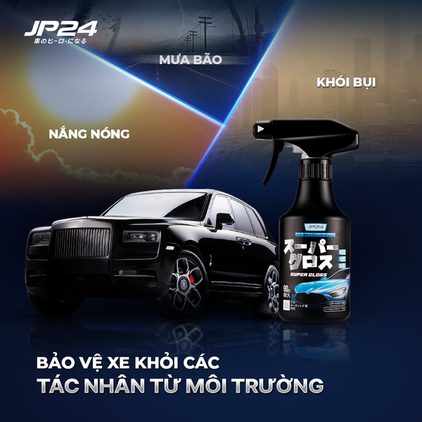 Combo xịt phủ bóng sơn xe ô tô JP24 Super Gloss, tăng độ bóng bề mặt nhanh chóng