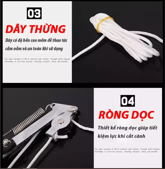 Bộ Kéo + Cưa Cắt Cành Trên Cao Có Dây Rút Chuyên Dụng - Lưỡi Hợp Kim SK5 Cao Cấp