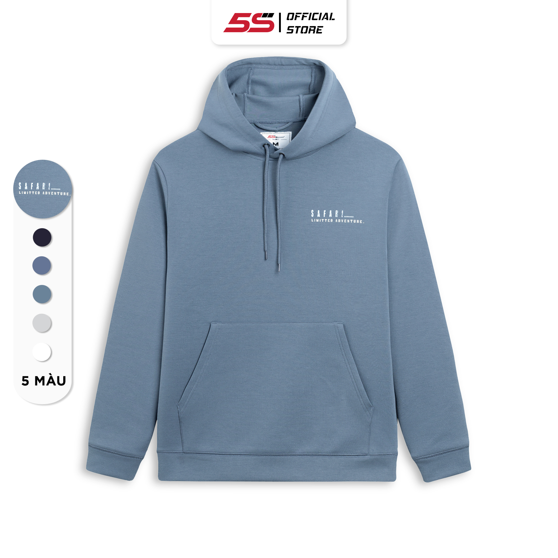 Áo HOODIE Nam 5S SAFARI, Chất Liệu Supima Cotton Siêu Dày Dặn, Âm, Co Giãn, Thiết Kế In Năng Động, Trẻ Trung (ANO22020)