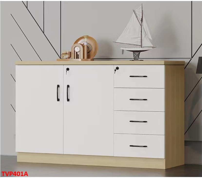 Tủ hồ sơ văn phòng, tủ tài liệu thấp gỗ MDF TVP401A - NỘI THẤT LẮP RÁP VIENDONGADV