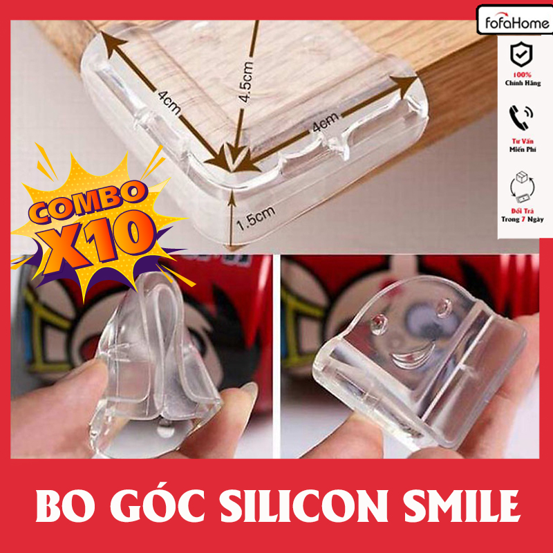 Combo 10 Miếng Bọc Góc Bàn Bằng Silicon Tránh Va Đập An Toàn Cho Bé Và Người Già Kèm Miếng Dán