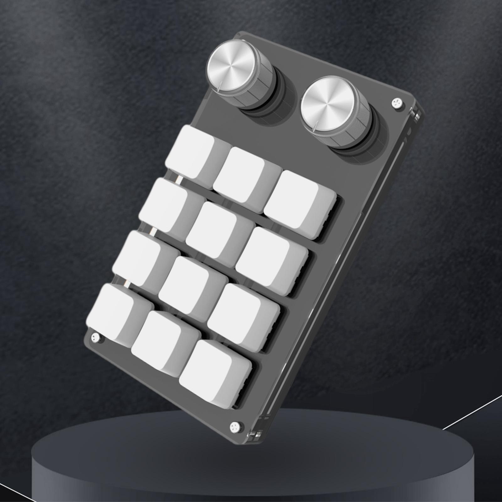 Portable Mini 12-Key Gaming Keyboard Programmable Custom Shortcuts with 2 Knobs Wired Mechanical Keyboard Keypad for PC Office Plug and Play
