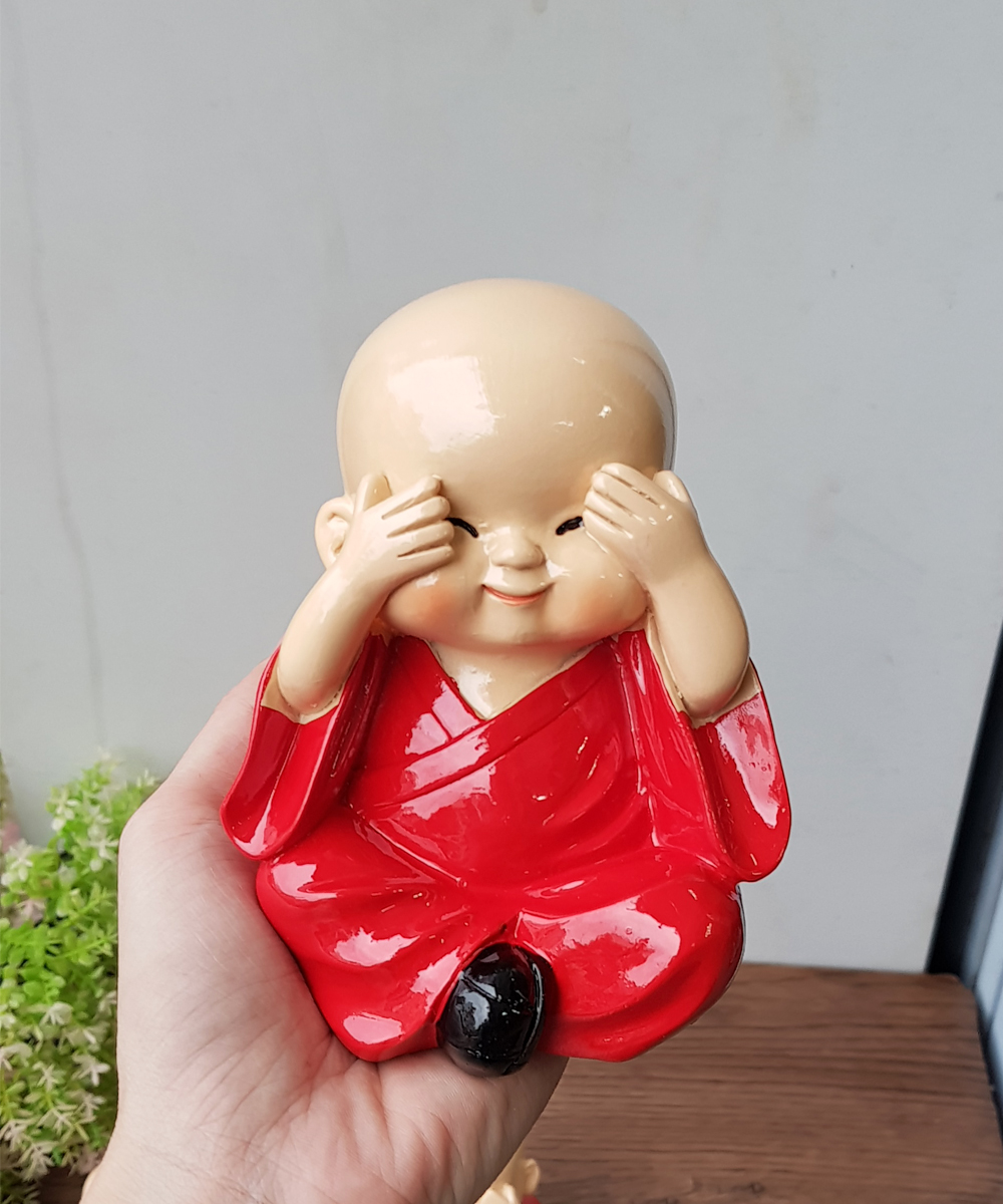 Bộ 04 tượng Tứ Không size đại 13cm bằng đất sét nung đặc ruột MIXU-013
