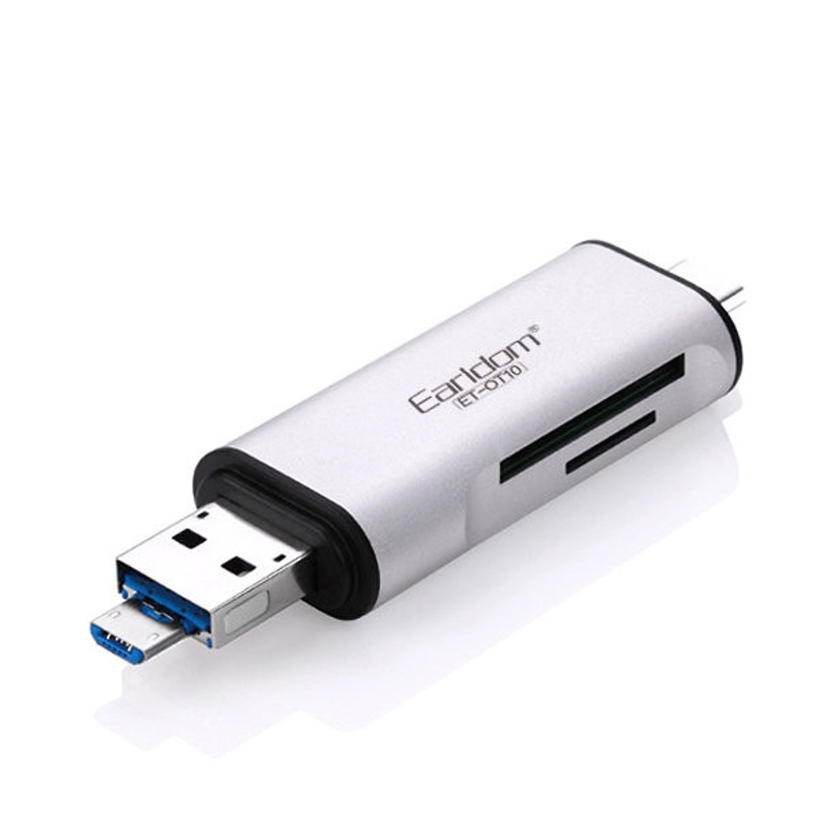 Đầu Đọc Thẻ Đa Năng Cho Điện Thoại, Máy Tính Earldom OT10 Hỗ Trợ Các Cổng MicroUSB - Type C - USB - Hàng Chính Hãng