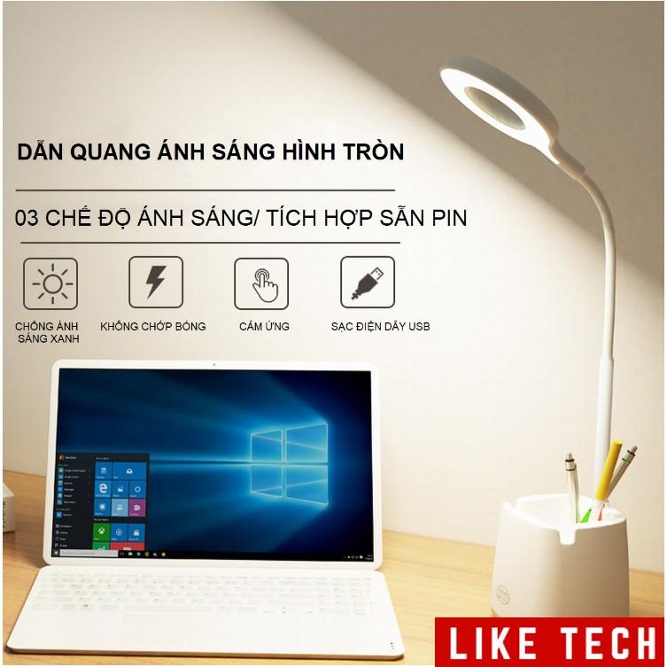 Đèn Bàn Học Đọc Sách LED Chống Cận 03 Chế Độ Ánh Sáng Vàng Bảo Vệ Mắt Có Hộp Bút Và Giá Để Điện Thoại