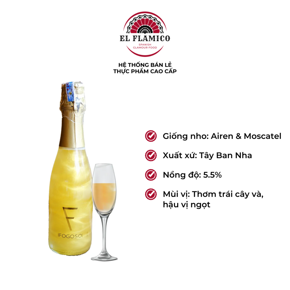 Rượu vang sủi Tây Ban Nha Sparkling Fogoso Oro 375ml (5.5%)