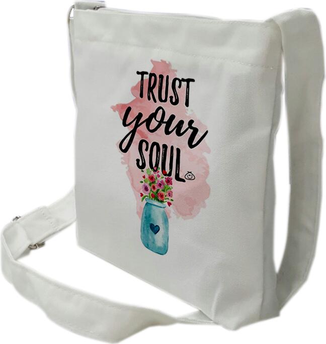 Túi tote mini đeo chéo TROY vải canvas in hình lọ hoa Trust your soul