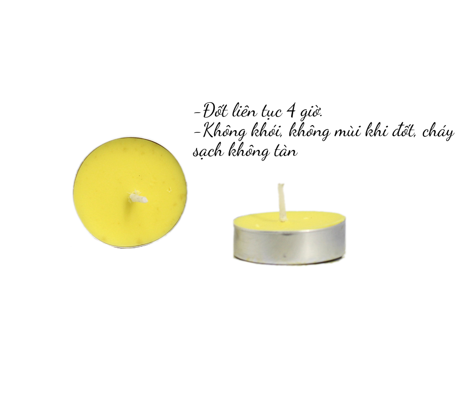 COMBO 10 HỘP NẾN TEALIGHT - VÀNG - ĐẾN TỪ THƯƠNG HIỆU R2D, LÀM TỪ SÁP CỌ, DẦU DỪA, TINH DẦU, THÀNH PHẦN TỰ NHIÊN, LÀNH TÍNH.