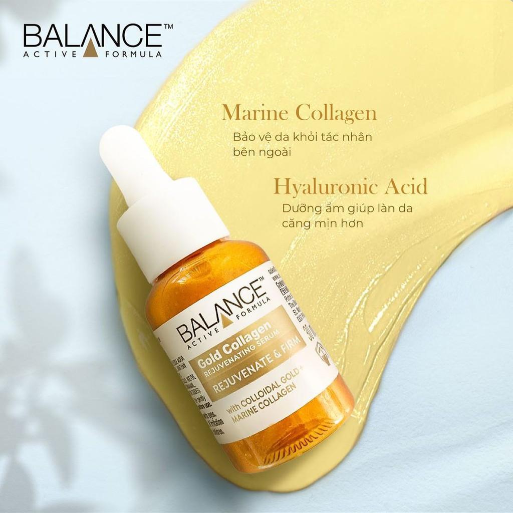 Combo Serum + Kem Mắt Trẻ Hóa Da Balance Active Formula Gold Collagen Rejuvenating 30ml + 15ml