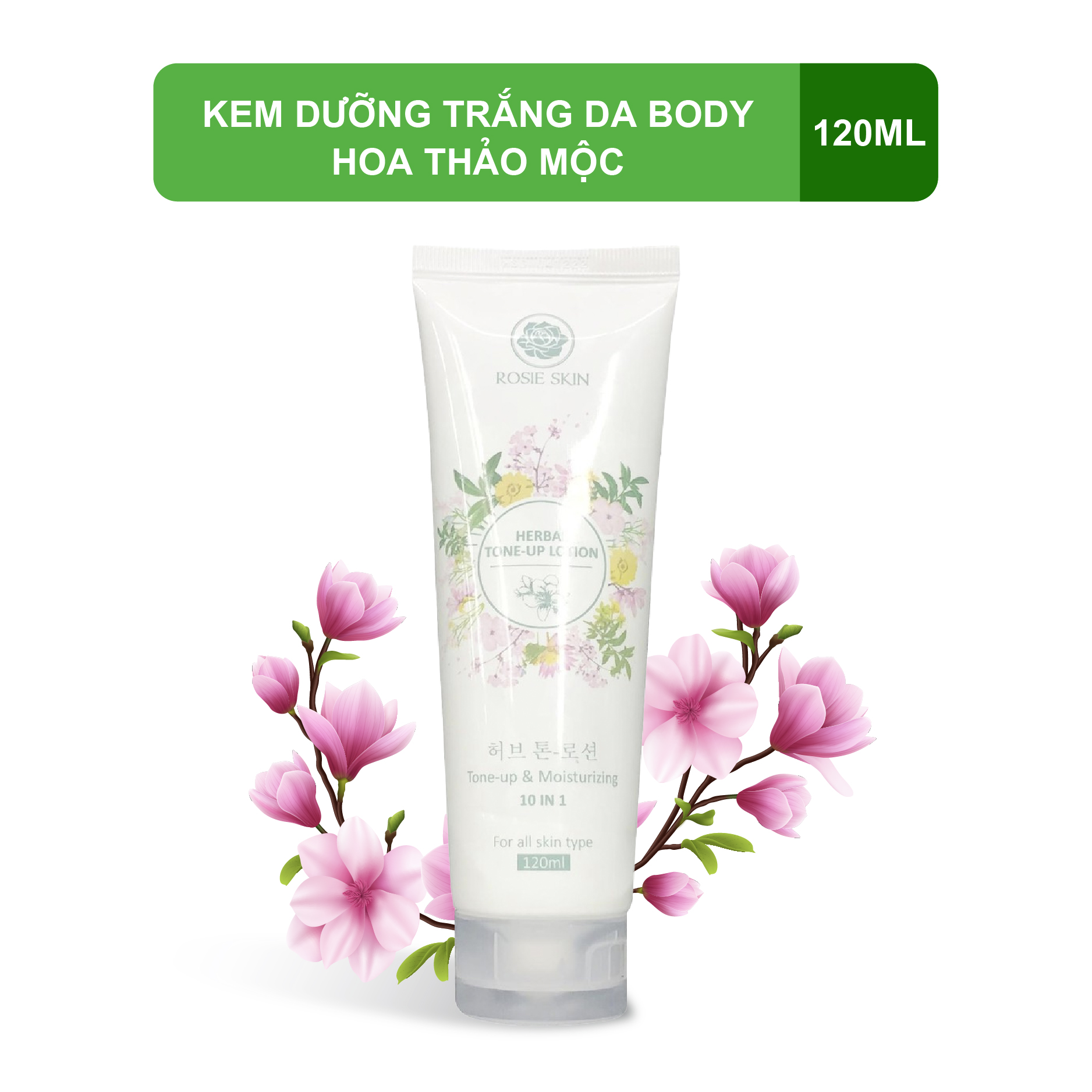 Sữa Dưỡng Trắng Da Toàn Thân Hoa Thảo Mộc- Body Lotion Cream Rosie Skin 120ml