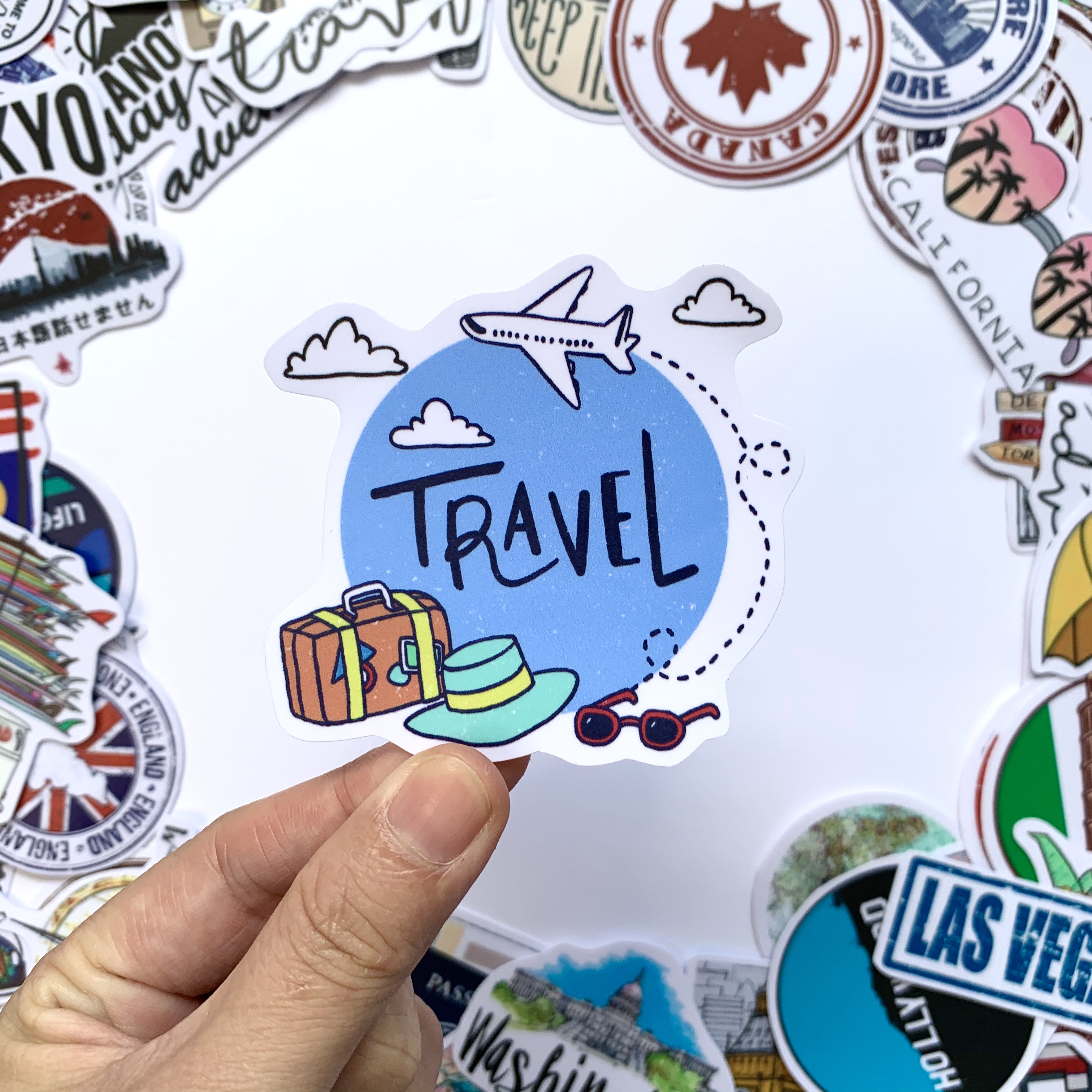 Bộ 50 Sticker Travel Du Lịch Hình Dán Trang Trí Va Li Chống Nước Decal Chất Lượng Cao Xe Đạp Xe Máy Xe Điện Motor Laptop Nón Bảo Hiểm Máy Tính Học Sinh Tủ Quần Áo Nắp Lưng Điện Thoại