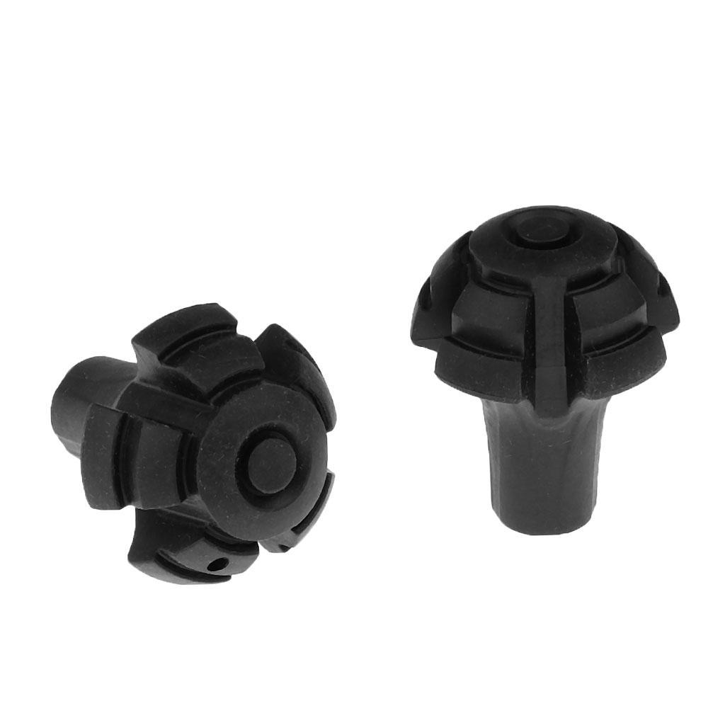 2X 2x Rubber Round Tip End  for Walking Trekking Stick Cane Pole Pin Crutch