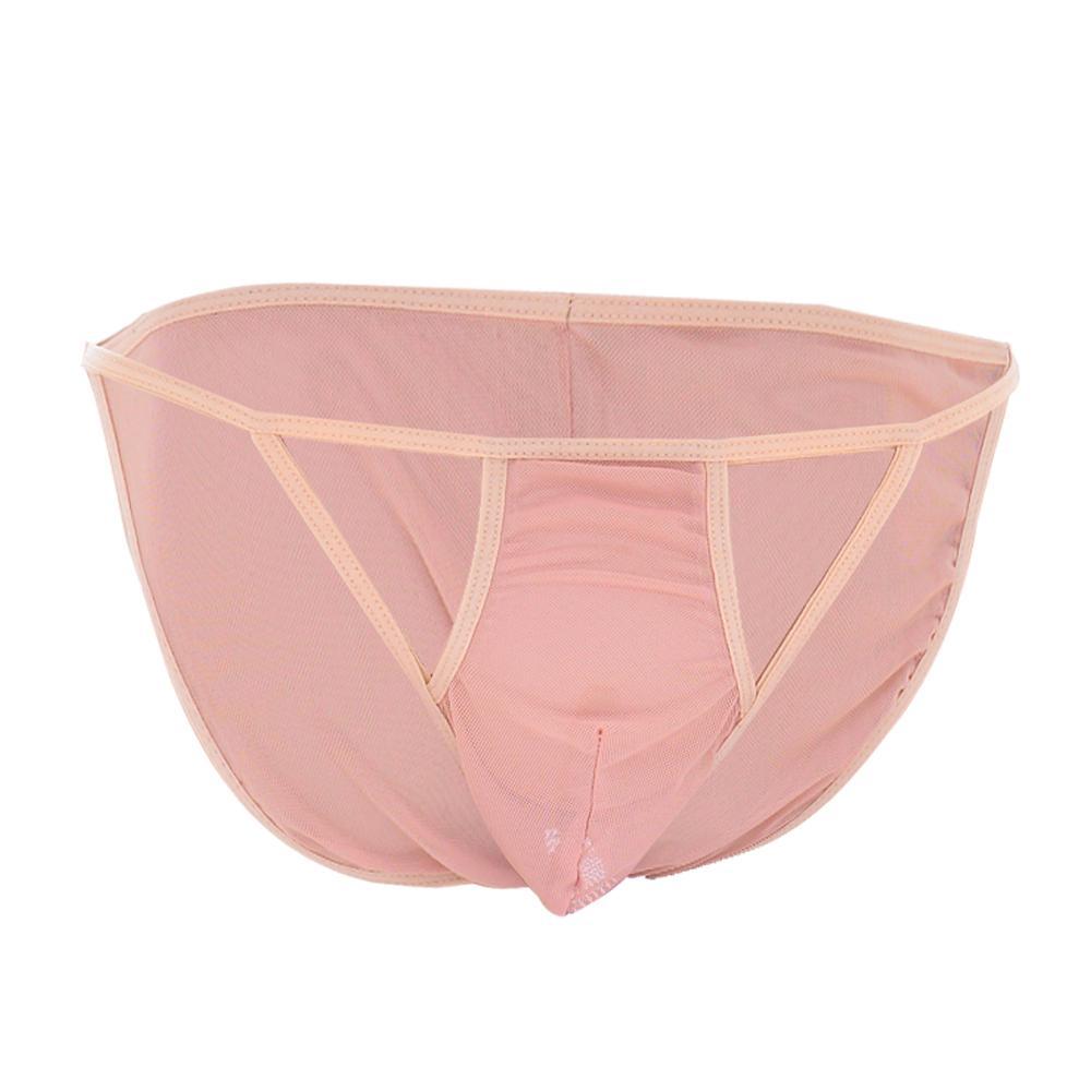 Mens Soft Briefs Underwear Thongs Bulge Pouch Bikini G-string Beige
