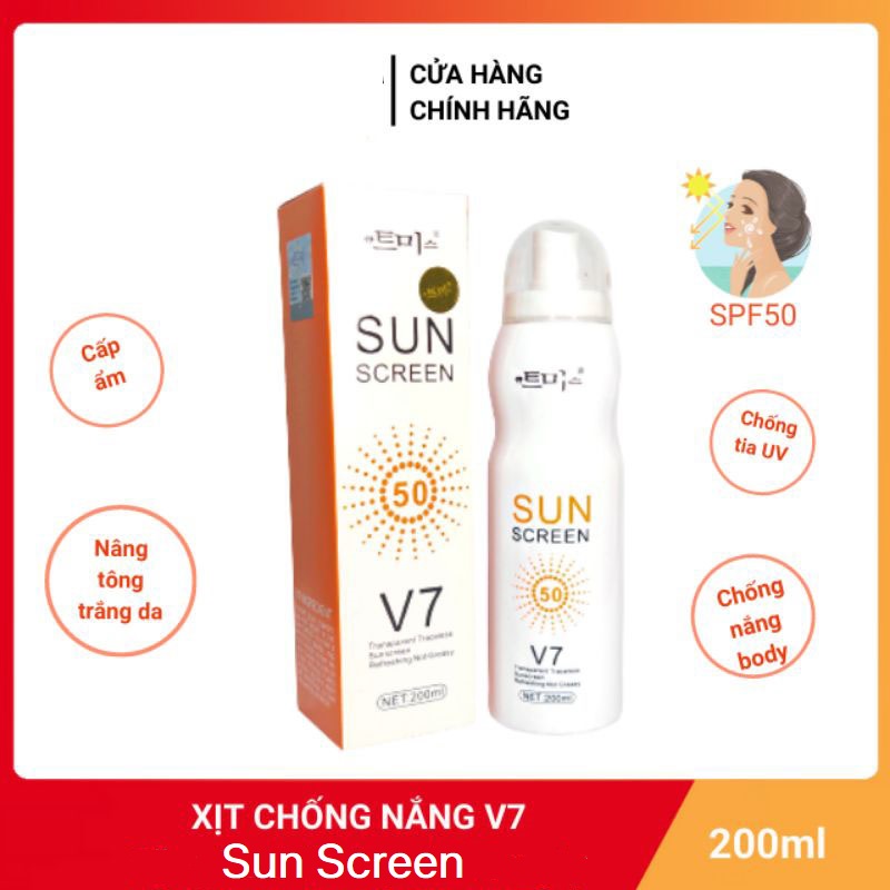 Kem Chống Nắng Dạng Xịt Toàn Thân V7 Sun Screen Hàn Quốc 200ml