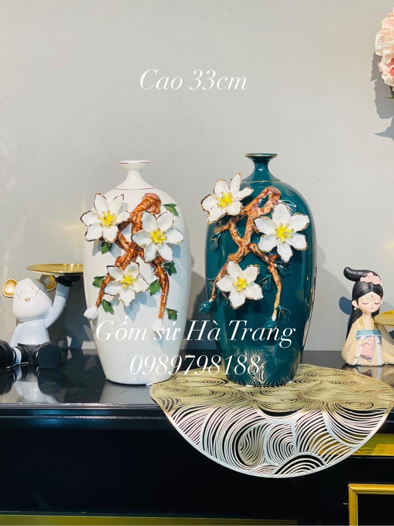 Lọ hoa gốm sứ cao cấp cao 33cm