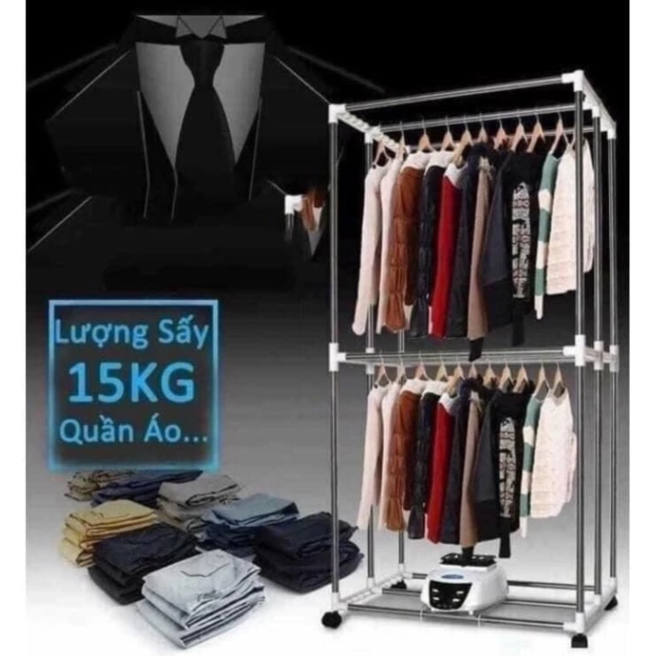 Máy sấy, Tủ sấy quần áo gấp gọn đa năng 1300W tải trọng 15kg loại tốt hàng chất lượng cao