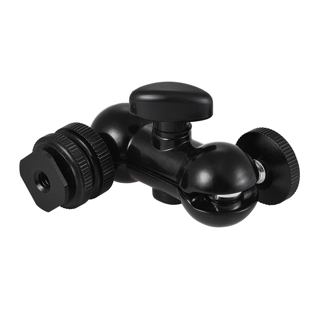 Multi-Function Double Ballhead Bracket Arm Ballhead with Cold Shoe Mount 1/4