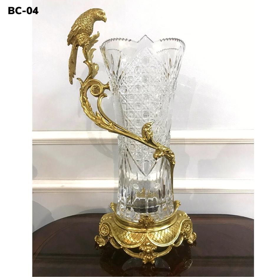 Bình hoa cổ pha lê Tiệp họa tiết Vẹt tân cổ điển đắt giá sang trọng BC-04
