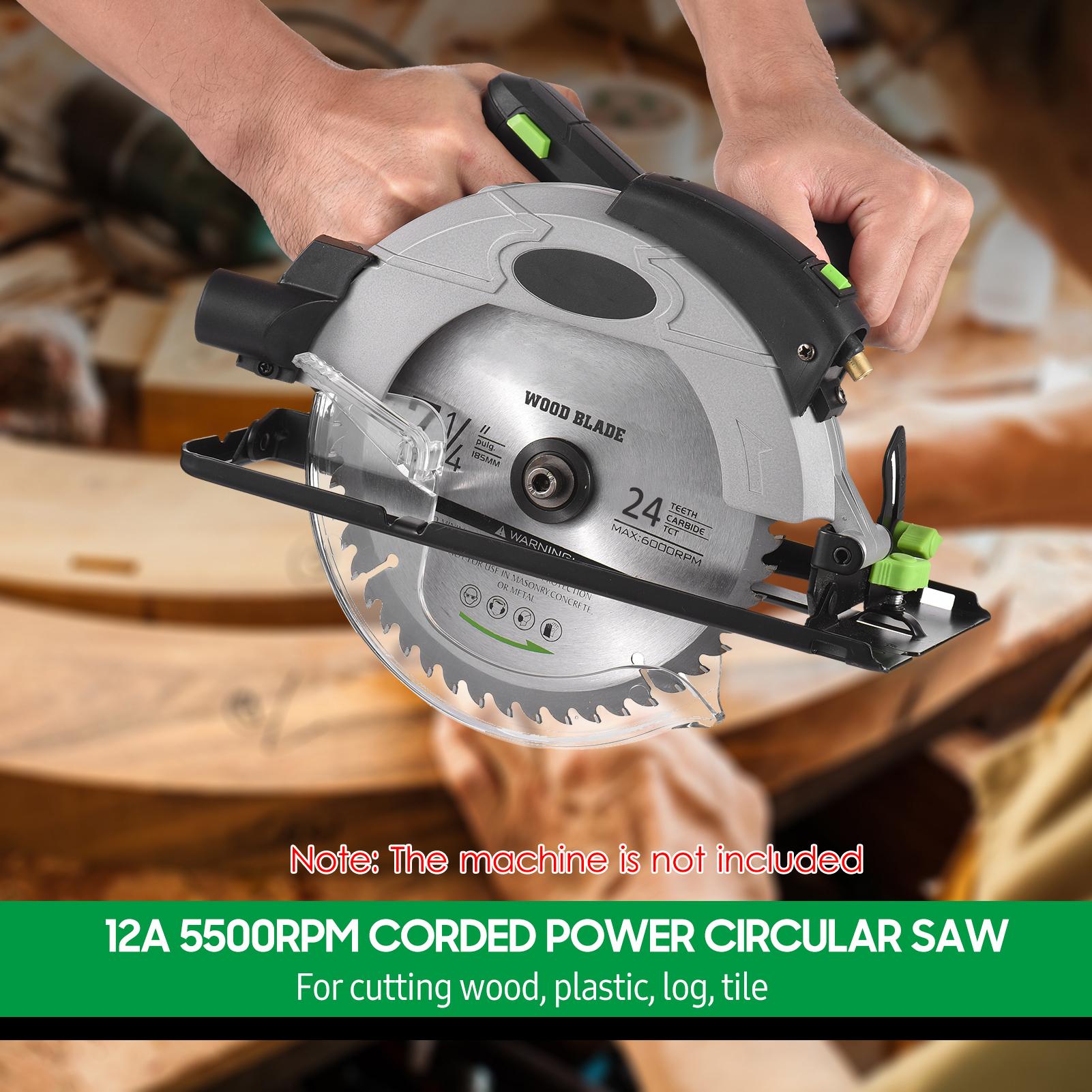 Circular Saw Blade 7-1/4'' 24 Tooth Tungsten Carbide Tipped Circular Wood Cutting Saw Blade with 20mm Arbor for Wood Cutting Max Speed 7000RPM Anti-clockwise Cutting Direction EU