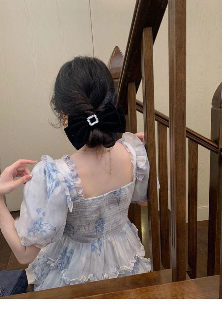 TOBE1SHOP Váy màu hồng nàng tiên Pháp ren Bouffant váy công chúa váy bánh váy lưới nàng tiên thắt lưng đầm