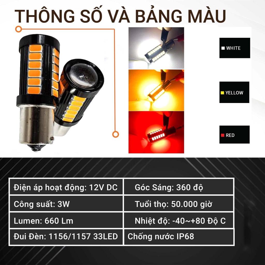 Bóng đèn led hậu 1157 Chipset 33 Bóng led có thấu kính hội tụ thế hệ mới cao cấp siêu sáng - 1 Bóng / Vàng