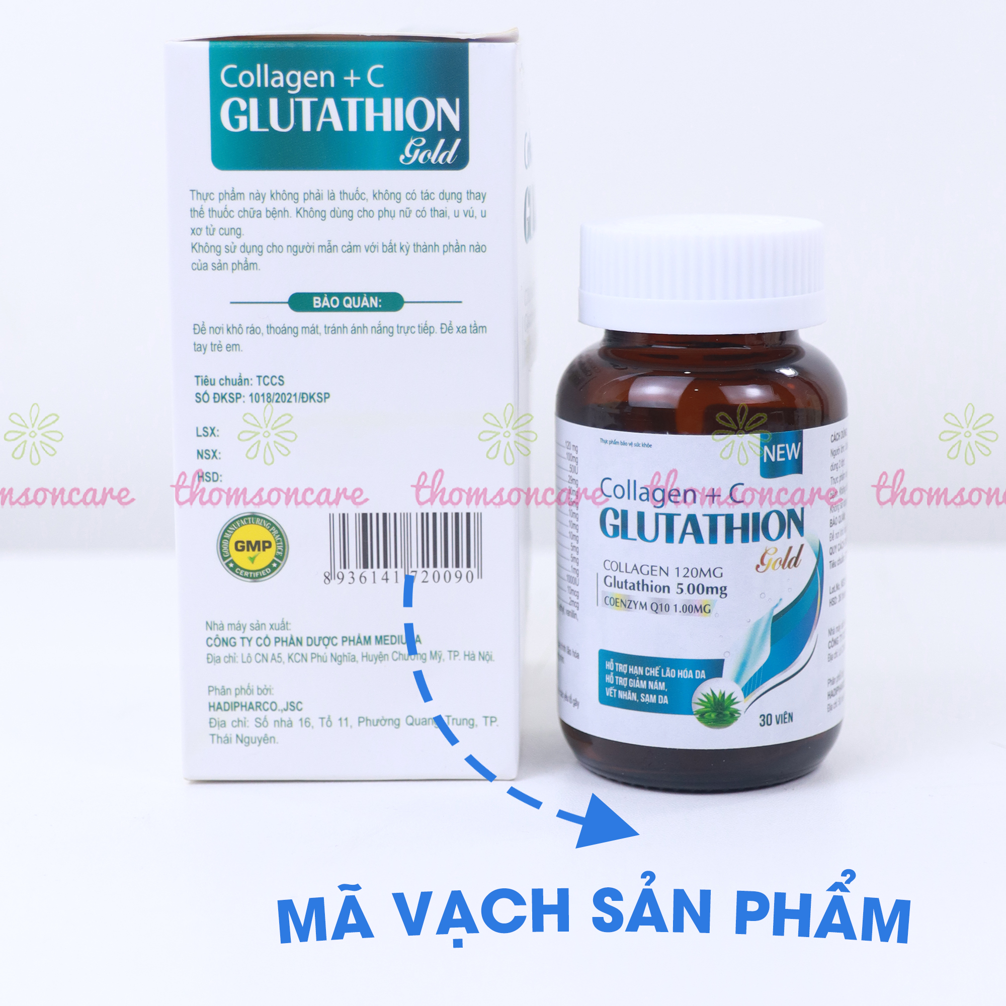 Combo viên uống trắng da Lcystine 60v, Glutathion 30v -Giúp cải thiện suy giảm nội tiết tố, tóc chắc khỏe , giảm lão hóa giúp da căng mịn, Bổ sung collagen và chất chống Oxy hóa - Thomsoncare