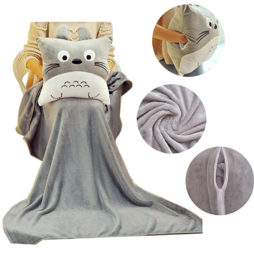 Bộ Mền Gối Ngủ Totoro Vuông Cao Cấp - Tặng Kèm Cây Massage Đầu - Hàng Loại 1 Nỉ Nhung siêu mịn (2 Lớp Lông) - Quà Tặng Ý Nghĩa Chăn Gối Văn Phòng Tiện Lợi