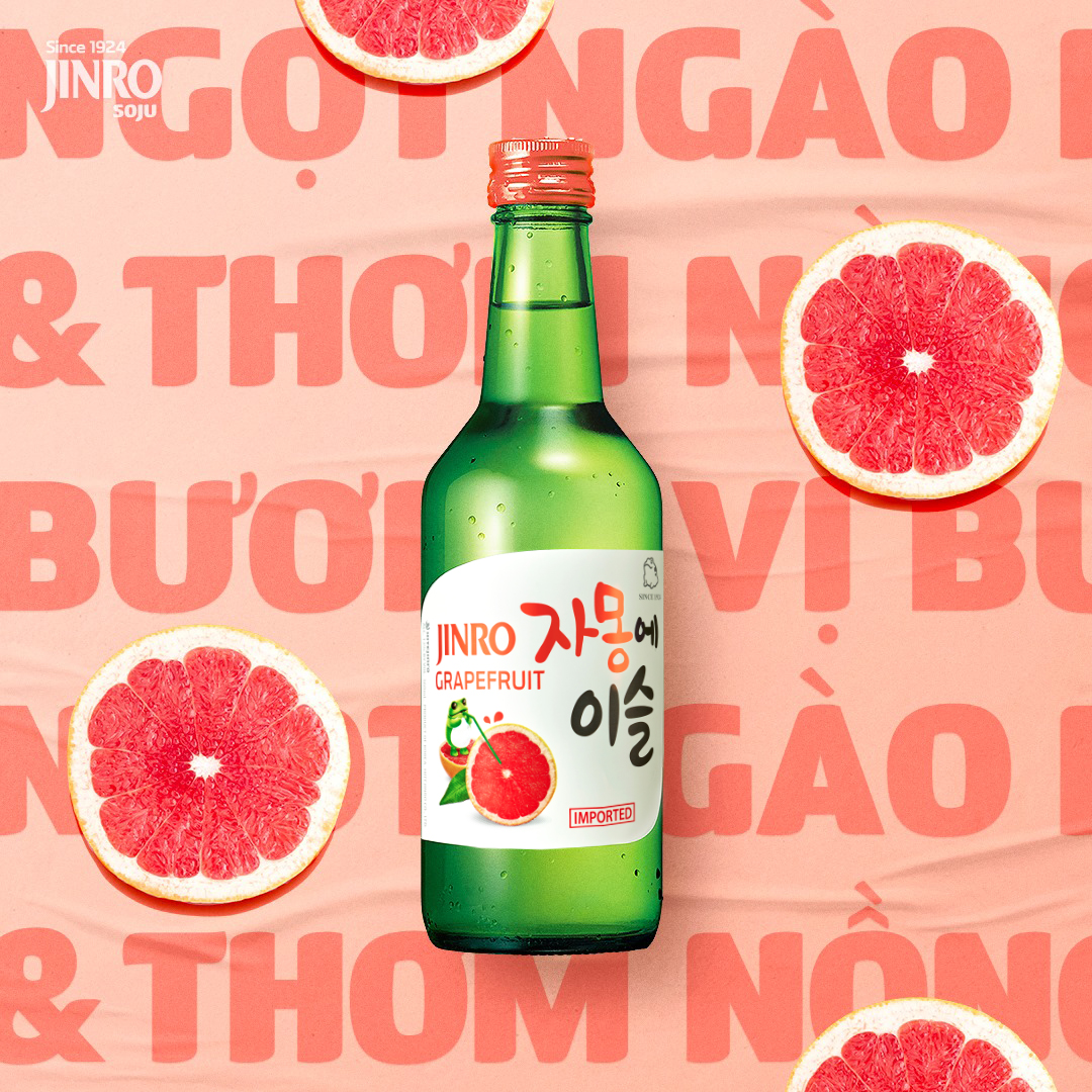 Soju Hàn Quốc JINRO VỊ BƯỞI 360ml - Combo 6 chai