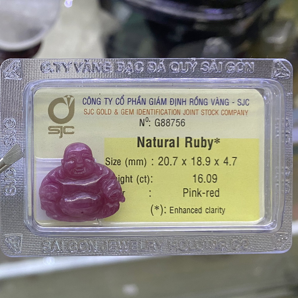 Phật Di Lặc Đá Ruby Kiểm Định Tự Nhiên Phong Thuỷ