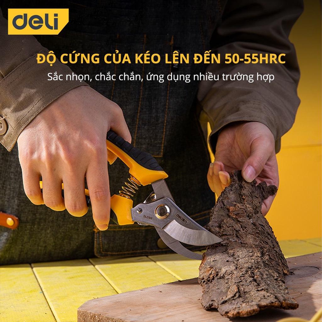 Kéo Cắt Tỉa Cành Cây Deli Chính Hãng 210mm - Lưỡi Thép Sắc Bén, Siêu Bền, Tay Cầm Đệm Cao Su An Toàn, Chắc Chắn - DL2789