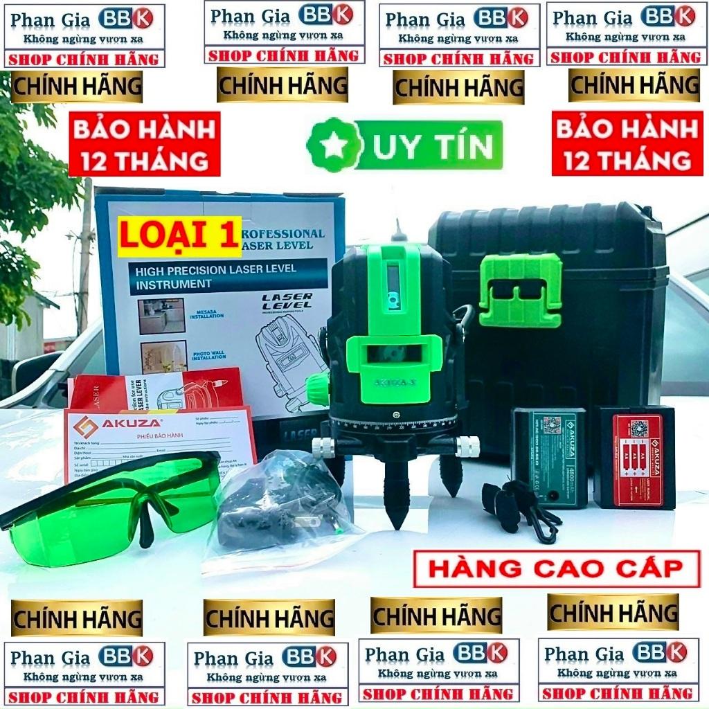 [chính hãƞg] Máy Cân Mực 5 Tia Xanh AKUZA Siêu Sáng, Bộ máy 2 pin, Bảo Hành 1 Năm