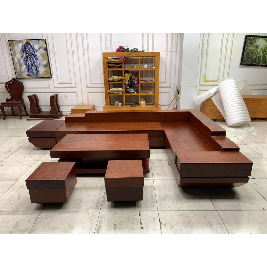 Sofa gỗ cẩm hồng nguyên khối 12917