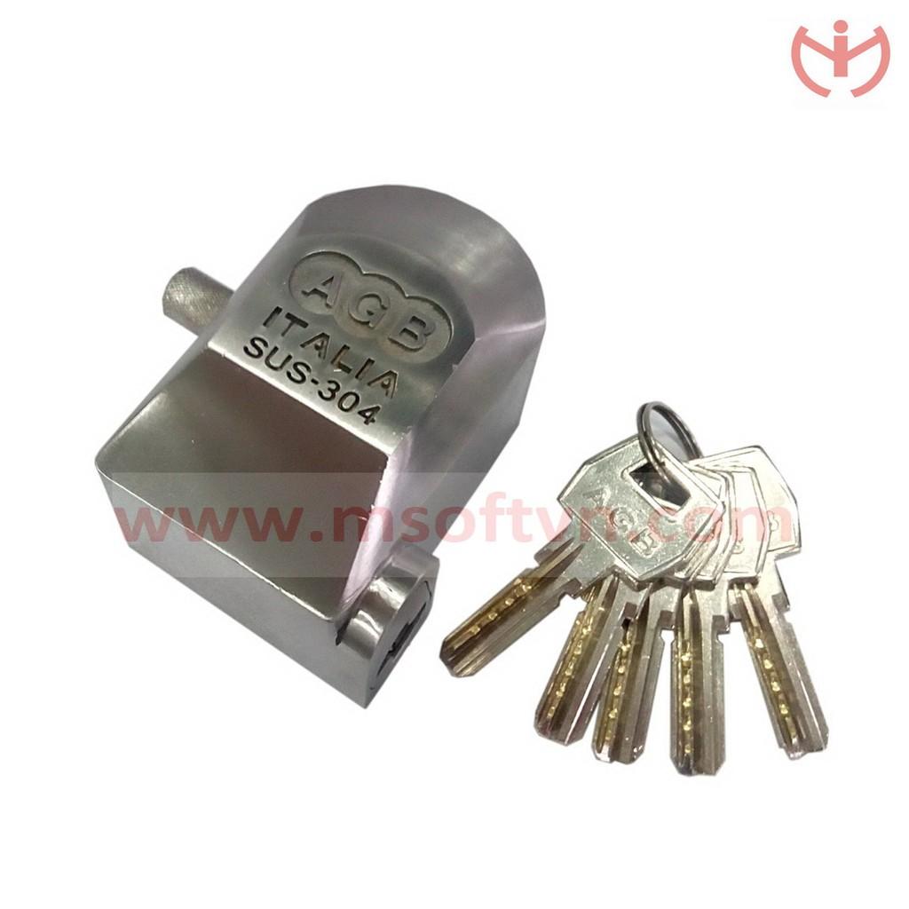 Ổ khóa chụp chống cắt AGB SUS 304 thân Inox chìa vi tính - MSOFT