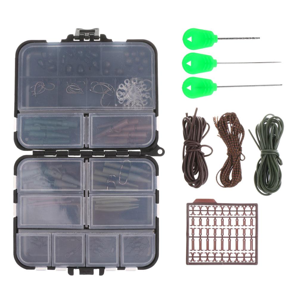 Carp Fishing Weights Tackle Box Safety Tubes Swivels Kits for Hair Rigs
