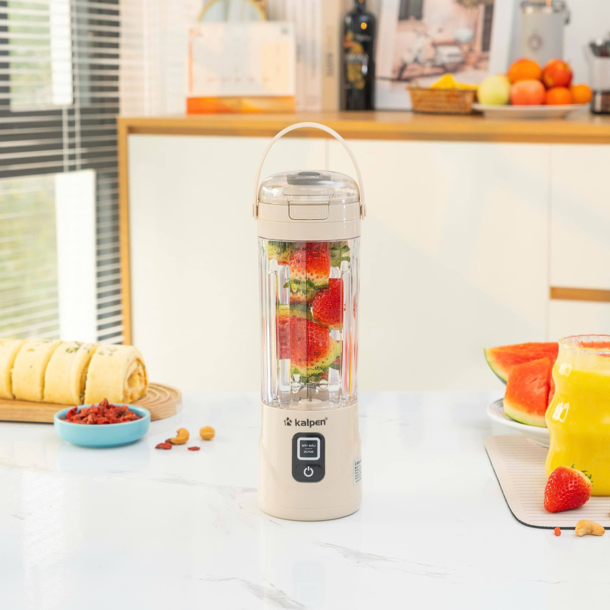 Máy xay sinh tố cầm tay không dây Kalpen B11 công suất 150W dung tích 500ml pin sạc lithium 4000mAh Hàng chính hãng
