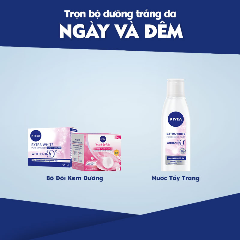 Kem Dưỡng Nivea Ngọc Trai Làm Sáng Da Ban Đêm 50ml 5 in 1 Pearl Filler Pearl White Night Face Cream - 86740