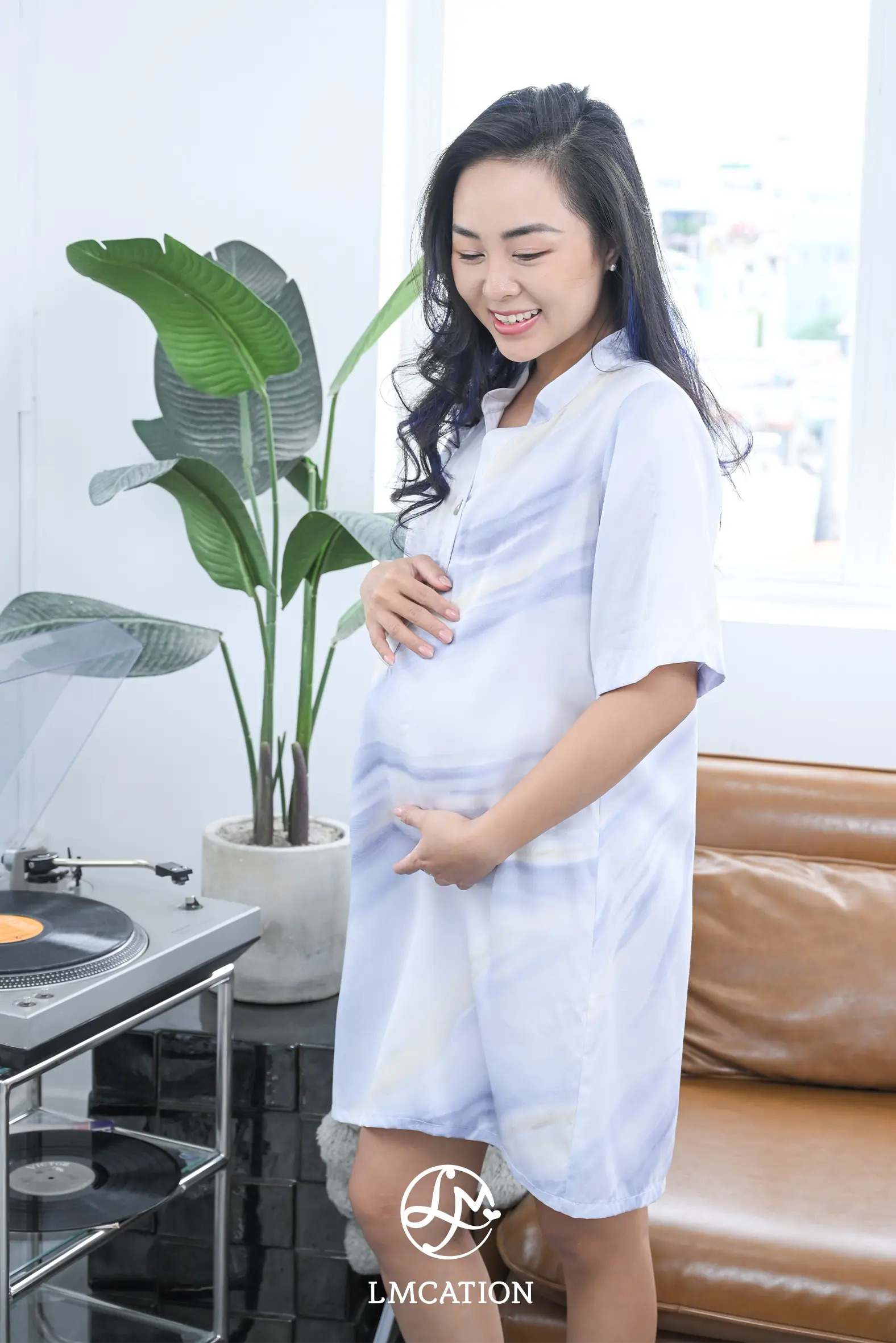 Đầm mặc nhà LMcation Tencel Sofia - Xanh loang