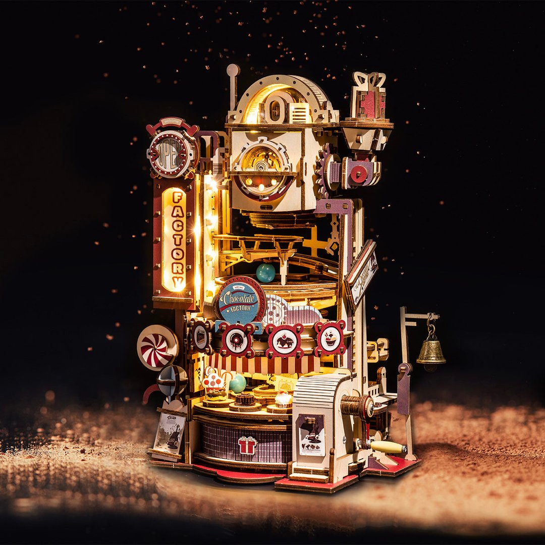 (Có đèn) Đường bi chạy Robotime Chocolate Factory - LGA02
