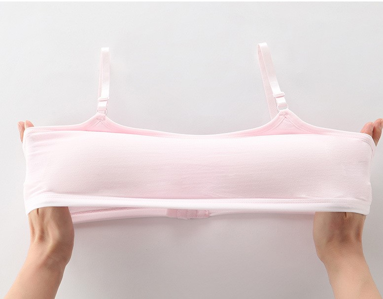 Áo lót nữ, áo lá học sinh cotton trơn mút liền cài sau 3 móc F004