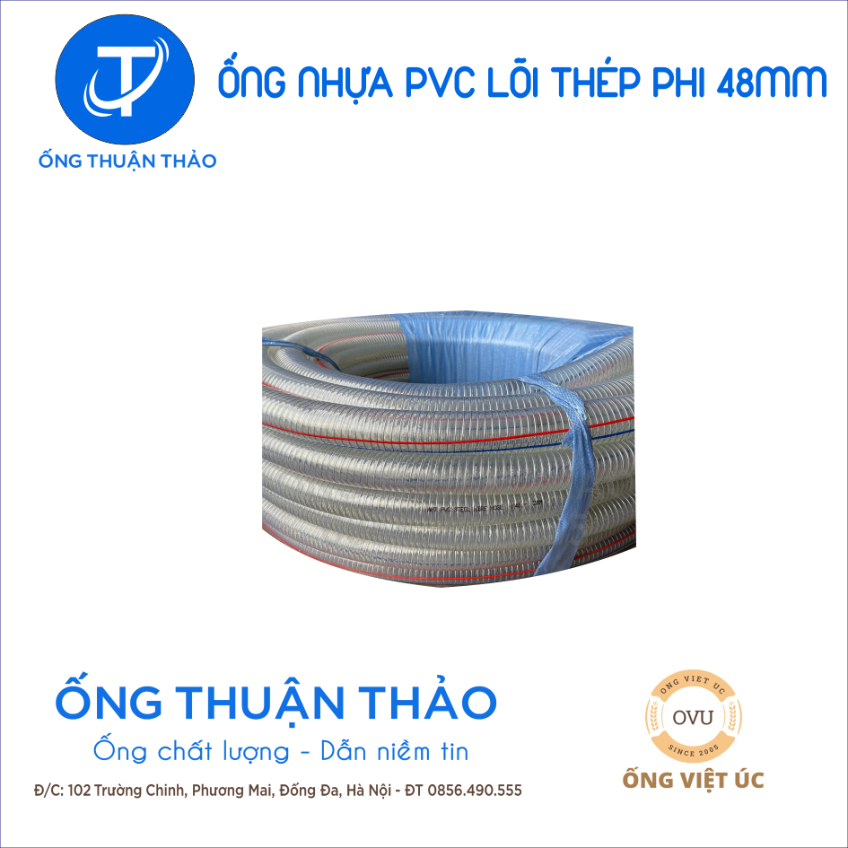Ống Nhựa PVC Lõi Thép Phi 48mm CUỘN 50 MÉT- Hàng Nhập Khẩu