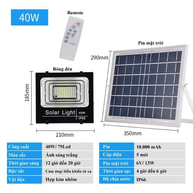 40W ĐÈN PHA LED NĂNG LƯỢNG MẶT TRỜI , Solar Light , IP66 chống nước , NHÔM ĐÚC NGUYÊN KHỐi