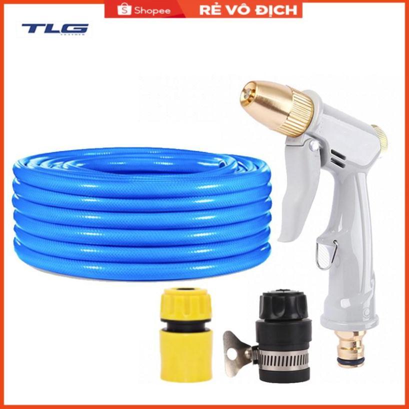 Bộ dây và vòi xịt rửa xe tưới cây tăng áp 7-10M (cút nhựa nối nhựa đen 713-2) 206846
