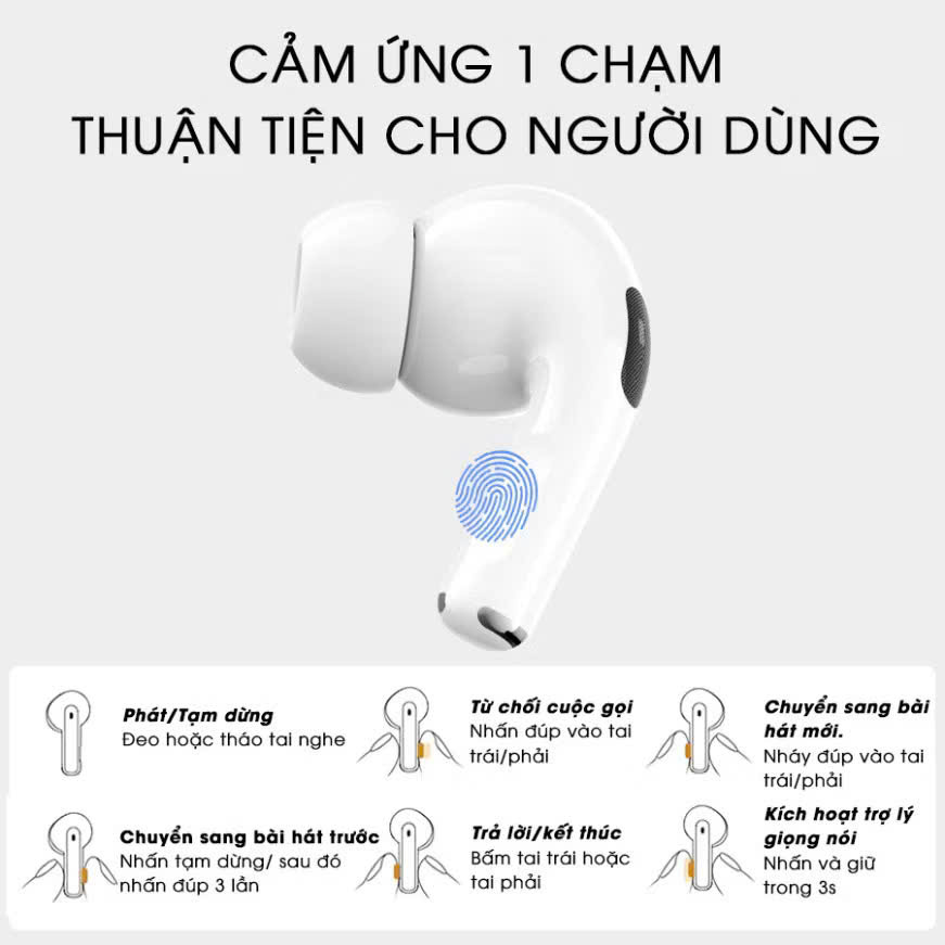 Tai Nghe Bluetooth Pro2 Không Dây định vị khử tiếng ồn ANC PIN TRÂU bass căng tự kết nối Fullbox phụ kiện đủ tính năng  đàm thoại 2 chiều - HÀNG CHÍNH HÃNG