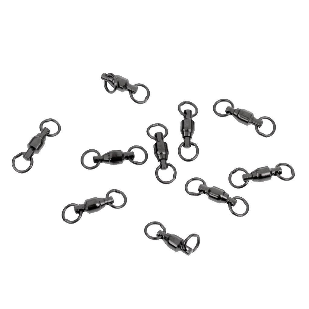 30pcs Heavy Duty Ball Bearing Swivel Solid Rings Fishing Swivels Black 1#