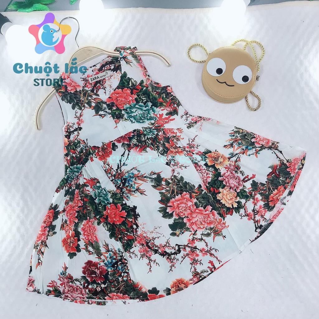 Váy đầm bé gái lanh lụa hoa to cho bé từ 8kg đến 30kg