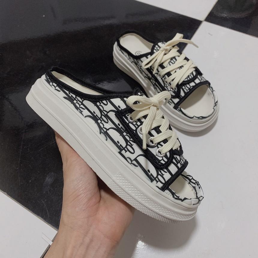 GIÀY SỤC THỂ THAO HỞ MŨI CHẤT CANVAS ĐẾ 3CM THỜI TRANG HOTREND 2022