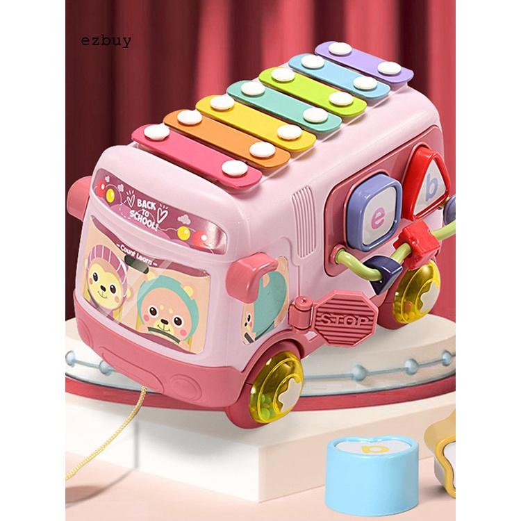 Different Colors Matching Early Education Toy Multifunctional Enlightenment Knock Piano Bus Crawling Training for Indoor