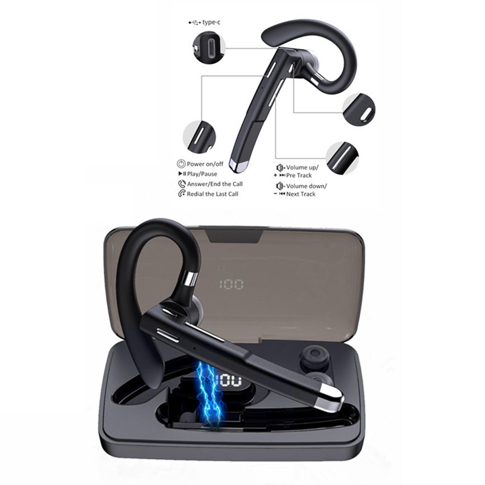 Bluetooth Headset Earpiece Noise Cancelling Headphones for Business Driving