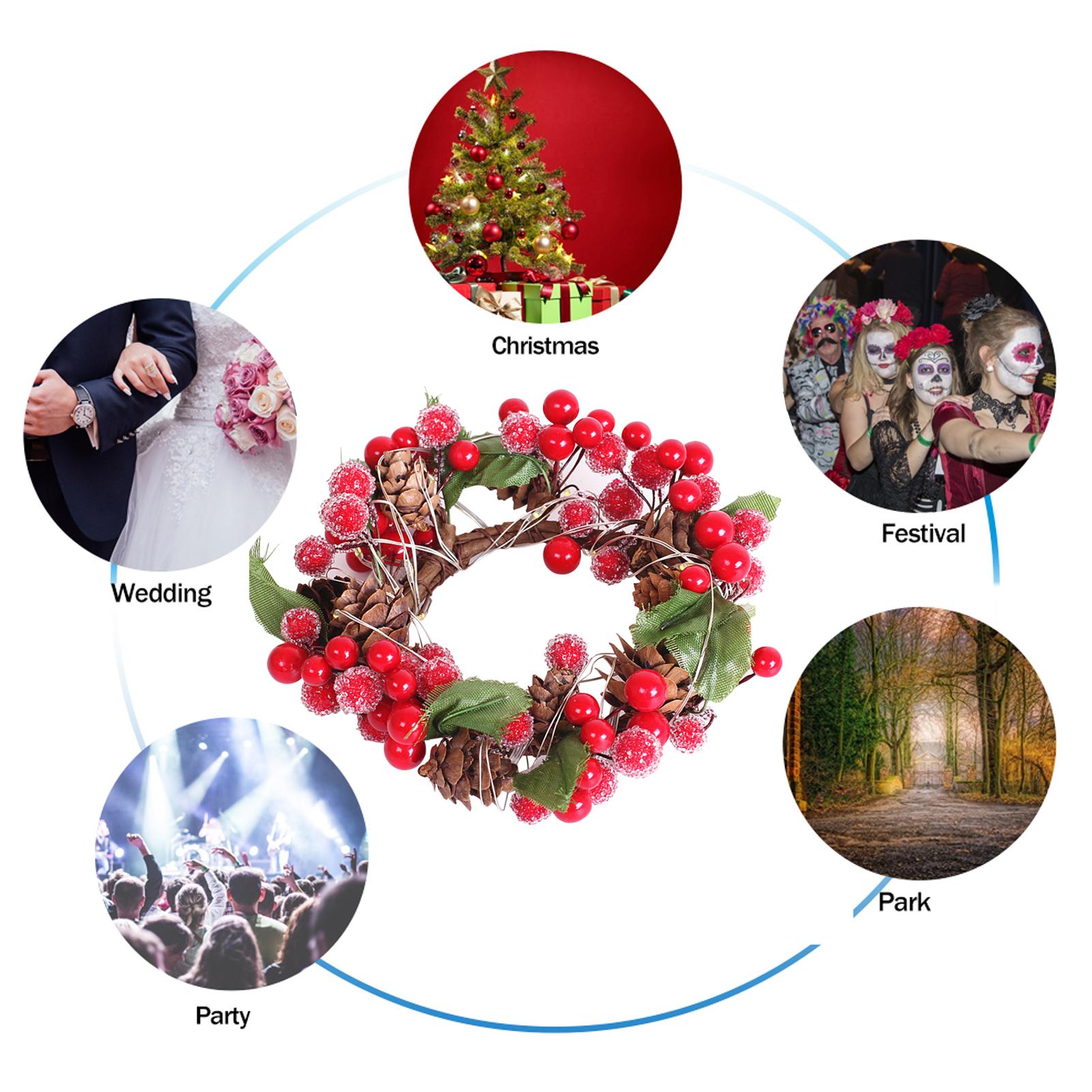 Vòng hoa dây đèn LED trang trí giáng sinh, lễ hội, trong nhà và ngoài trời