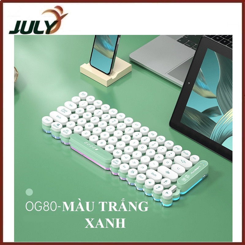 Bàn phím Bluetooth không dây LANGTU OG80 nút tròn thiết kế độc lạ có đèn led viền RGB - JL- HÀNG CHÍNH HÃNG